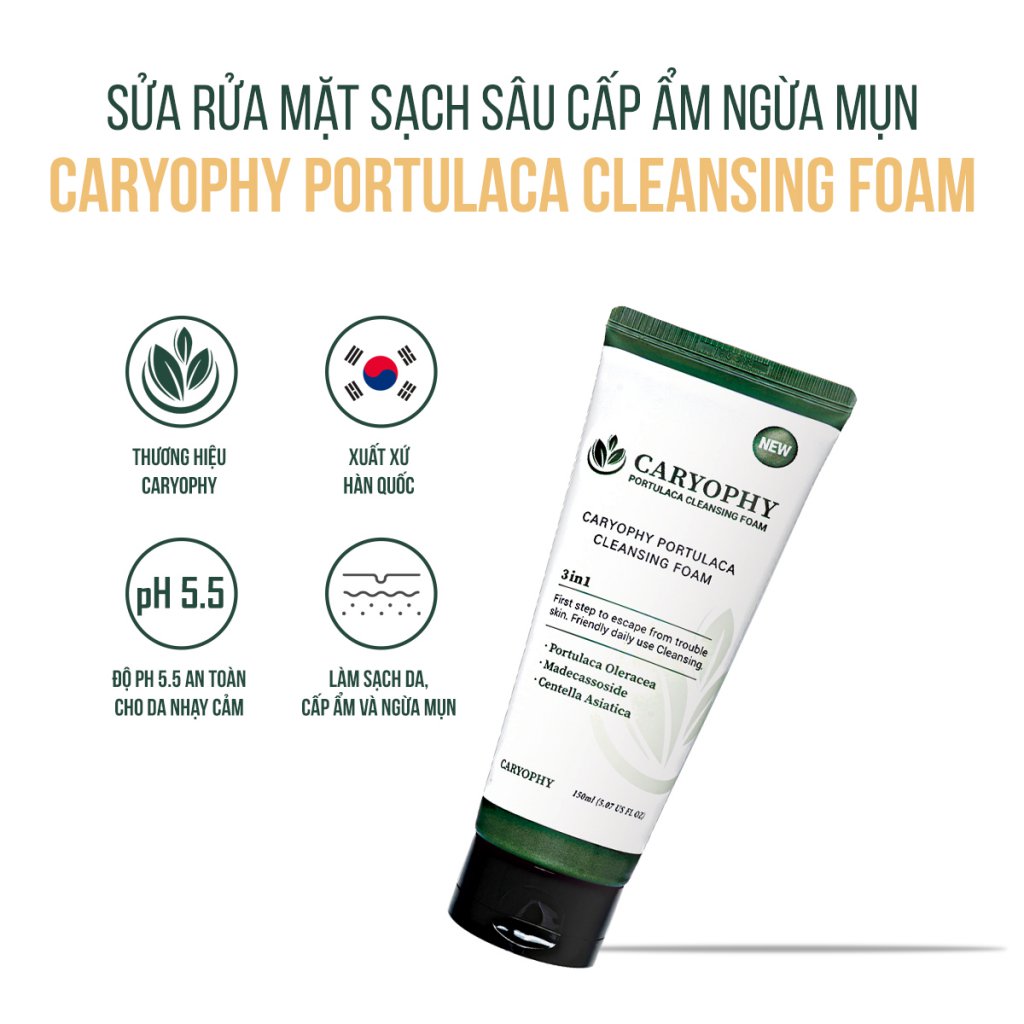 Sữa rửa mặt Caryophy Portulaca Cleansing Foam 150ml – NEW