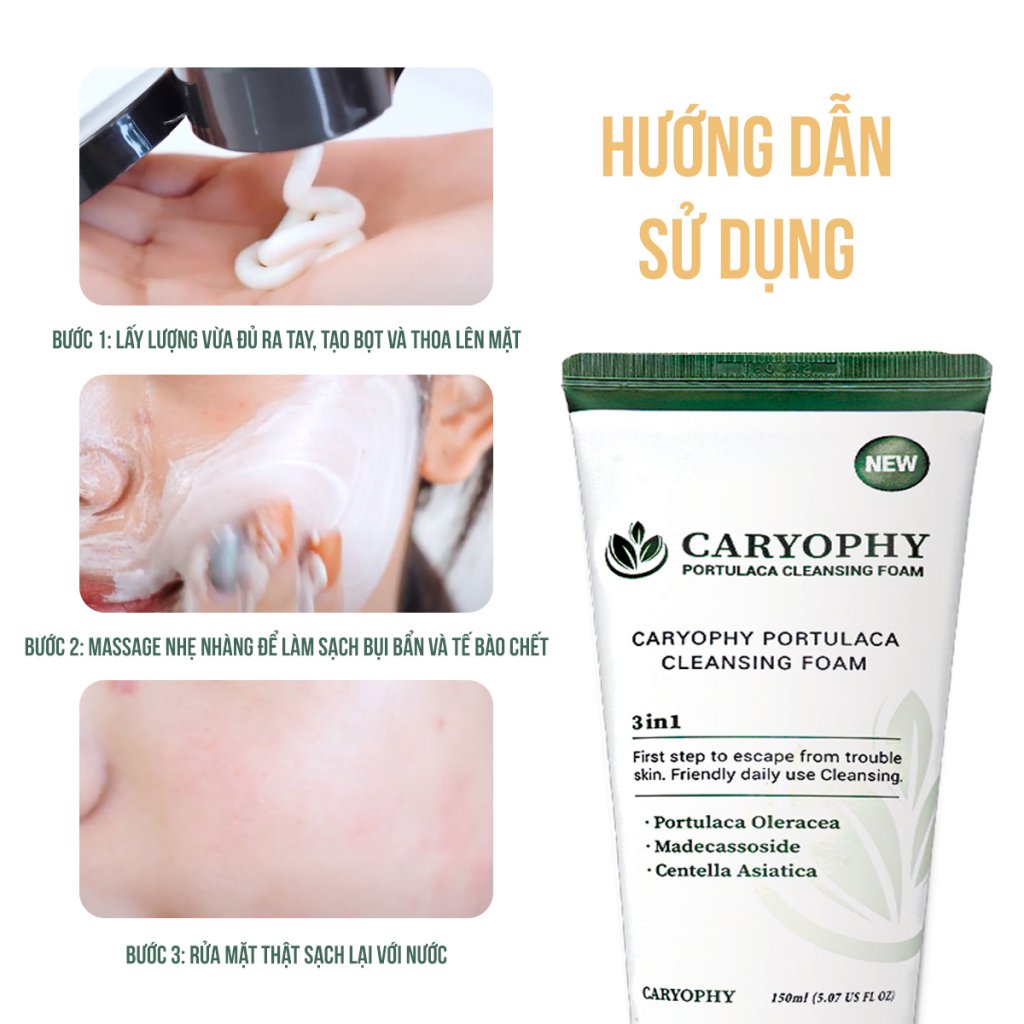 Sữa rửa mặt Caryophy Portulaca Cleansing Foam 150ml – NEW