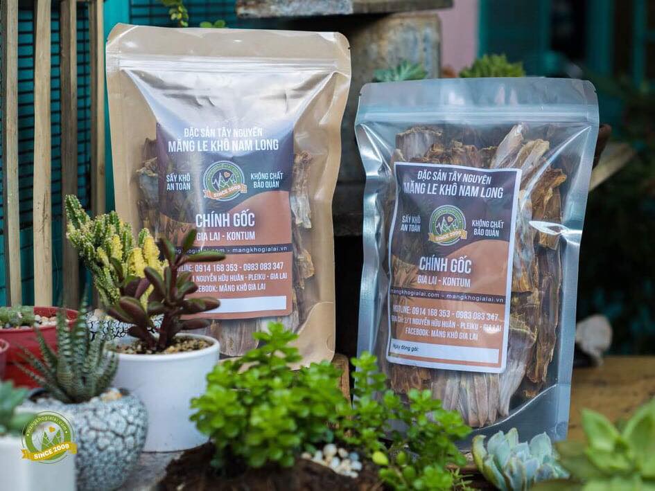 Măng le khô Nam Long Gia Lai 500 gram dạng túi